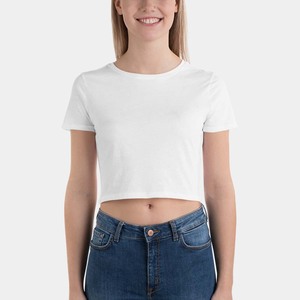 Camiseta Corta Blanca para Mujer, Cuello Redondo, Corte Regular, Informal, Satén, Color Sólido, Ecológica, Transpirable, para Todas las Temporadas - Product Image 6
