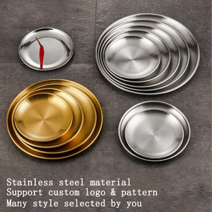 Plateaux de service personnalisés en acier inoxydable doré et argenté, assiettes à sushi, à collations, à fruits, mini-plats, assiettes rondes pour dîner – Vente en gros usine - Product Image 6