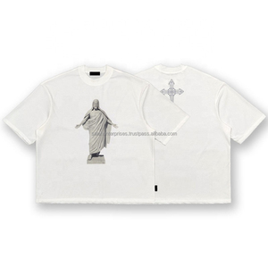 Camiseta Oversize Personalizada para Hombre, Algodón Grueso, Lisa, Estilo Vintage, Impresión Personalizada, Casual, Streetwear - Product Image 4