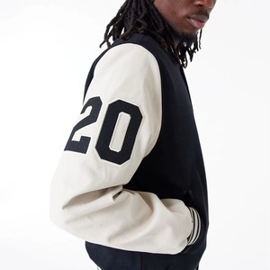 Chaqueta Universitaria de Lana, Chaqueta Varsity con Letras Bordadas, Chaqueta de Cuero Sintético y Lana para Hombre, Chaqueta Universitaria de Lana de Oveja Pura - Product Image 2