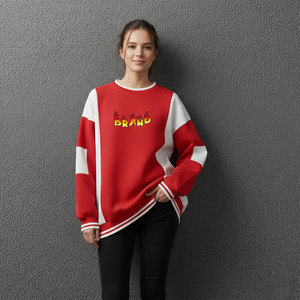 Custom Front Solid Women's Soft Cotton Mock Neck Streetwear Embroidered <b>Jumper</b> Fleece Oversized <b>Pullover</b> Mockneck Sweatshirt - Product Image 4