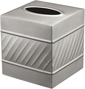 Boîte à mouchoirs en métal moderne, design triangulaire autoportant, finition argentée - Product Image 3