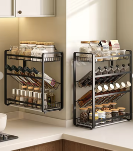 OEM/ODM Vietnam Customizable 4-Layer Metal <b>Kitchen</b> Organizer Spice Rack Large Capacity Sauce Storage Holder - Product Image 3