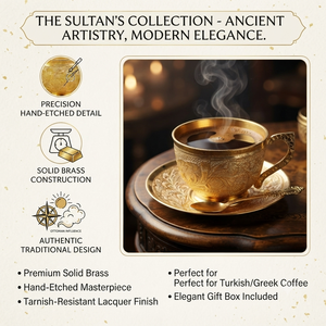 ชุดถ้วยชาทองเหลืองทำมือสุดหรู พร้อมจานรอง แก้วกาแฟตุรกีสลักลาย สำหรับใช้ในบ้าน โรงแรม งานเลี้ยง ขายส่ง - Product Image 2