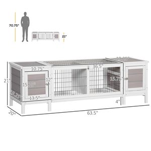 Conigliera bianca per interni con vassoio estraibile divisa in gabbia per coniglietti e mobili per animali domestici per la casa delle cavia - Product Image 3