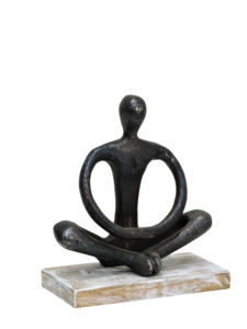 Estatua de Aluminio de Hombre de Yoga Abstracto Hecha a Mano, Figura Moderna de Meditación Zen, Escultura sobre Base de Madera Blanca, Decoración para el Hogar, Regalo - Product Image 3