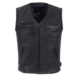 Gilet de motard en cuir véritable personnalisé de haute qualité 2026 – Gilet de moto épais sur mesure en cuir - Product Image 1