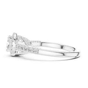 Anillo de compromiso de oro blanco de 10K con diamantes y cresta real para mujer, chapado en rodio y con engaste de puntas - Product Image 3