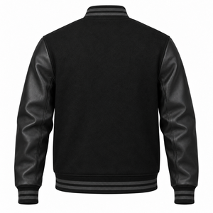 Blouson universitaire d'hiver pour homme en laine à capuche, style urbain, imperméable, avec empiècements en toile, couleur blanc uni, personnalisable avec logo, très demandé - Product Image 5