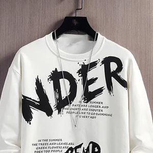 เสื้อสเวตเตอร์ผู้ชายสีขาว แขนยาว คอกลม ปักลายเรียบง่าย สวมใส่สบาย ทรงปกติ ผ้าถัก คอตตอน สไตล์ฤดูหนาว - Product Image 3