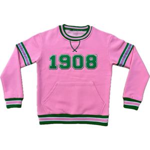 เสื้อสเวตเชิ้ตผ้าชีเนลสีเขียวแบบยั่งยืนสำหรับผู้ชายและผู้หญิง  ระบายอากาศได้ดี  ขอบแขนเสื้อแบบริบสีทอง  กระเป๋าแบบจิงโจ้  ผ้าฝ้าย 100% - Product Image 1