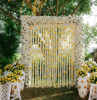 Rangkaian Bunga Marigold Buatan Tangan Warna Kuning Putih 9ft untuk Dekorasi Latar Belakang, Karangan Bunga Pernikahan India, Wisuda, Paskah, Hadiah Hari Ibu