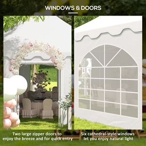 Grande Tenda per Feste 6,8m x 5m con 2 Porte in Acciaio e Tessuto in PVC, Include Borse per il Trasporto, Ideale per Matrimoni, Barbecue ed Eventi - Product Image 5