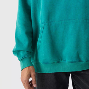 Sweat-shirt à capuche surdimensionné uni avec logo 3D personnalisé, en molleton épais de coton pour hommes, style streetwear - Product Image 4