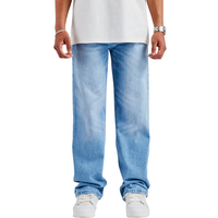 Jeans de Mezclilla Azul Rectos y Relajados para Hombre, Lavados, Transpirables, de Algodón Suave, con Estampado 3D, para Verano, Otoño e Invierno, OEM, ODM, Ropa Casual al por Mayor