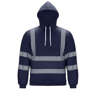 Sweat-shirt à capuche réfléchissant bleu marine pour homme, coupe classique, décontracté, manches longues, poche, respirant, tricoté pour l'hiver, 100% coton - Product Image 1