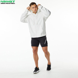 Sudadera con capucha y cremallera completa de doble costura reforzada para hombre, ropa de trabajo resistente, ropa exterior de forro polar activo. - Product Image 5
