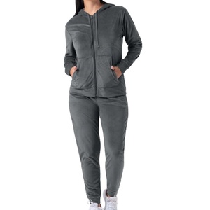 High Quality Custom Women's Sweatsuit <b>Zip</b>-Up <b>Hooded</b> Jogging Pant Training Suit with Solid Style Cheap Logo High Quality 2026 - Product Image 5