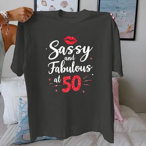 Sassy and Fabulous at 50 t-shirt pour femme en pur coton coupe confortable - Product Image 2