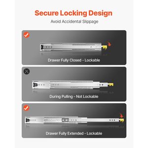 Guide per cassetti per impieghi gravosi da 60 pollici, 1 paio, con cuscinetti a sfera bloccabili, estensione completa a 3 sezioni, capacità di carico 250 libbre, montaggio laterale - Product Image 3