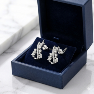 Classic 925 <b>Silver</b> Rhodium Plated Custom Cute Natural Diamond <b>Hoop</b> Stud <b>Earrings</b> Set Women's Fashion Jewelry Wedding Party Gifts - Product Image 3