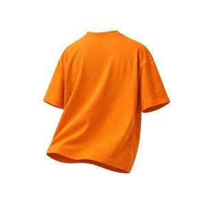 Camiseta de Manga Corta para Hombre, de Alta Calidad, Algodón/Poliéster Grueso, Color Naranja Sólido, Corte Holgado, Hombros Caídos, Transpirable y Ecológica - Product Image 3