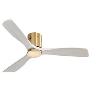 Ventilatore da soffitto in legno massello da 52 pollici a basso profilo con motore DC 3 reversibile silenzioso, telecomando (luce esclusa) - Product Image 1