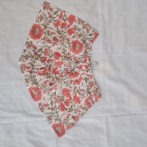 Dense Coral Vine Sunflower Print Women Cotton Shorts Peach Tassel Tie Soft Frill Hem Casual Boho Sleepwear Summer Pajama Set - Product Image 1