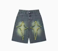 Shorts en jean décontractés pour hommes, coupe droite mi-longue, style streetwear d'été, avec broderies, fermetures éclair ornées de cristaux et diamants, pour influenceurs de mode, vente en gros, direct usine