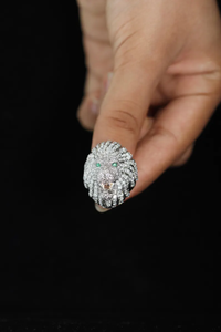 Anillo de Plata 925 con Moissanita y Diamantes Iced Out, Diseño Cara de León, Estilo Hip Hop Bling, Anillo de Declaración, Joyería Estilo Rapero - Product Image 5