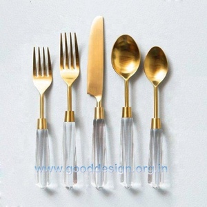Resin Handle Luxury Stainless Steel <b>Flatware</b> Sets for Weddings Reusable with Matte Polish - Product Image 2