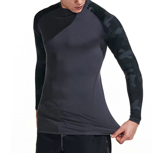 Vêtements de sport pour hommes à séchage rapide, manches longues, col rond, compression personnalisée, rashguards de sport à séchage rapide - Product Image 1