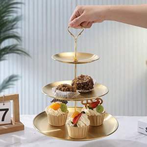 ขาตั้งเค้กและขนมหวานทองเหลืองพรีเมียมพร้อมหูจับ สำหรับช่วงเวลาพักดื่มชาและการจัดโต๊ะอาหารสุดหรู ตกแต่งบ้าน โรงแรม ร้านอาหาร - Product Image 1