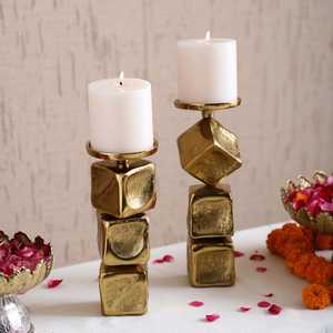 Support de bougie cube Golden Moments pour la décoration de mariage et de la maison, support en métal durable - Product Image 4