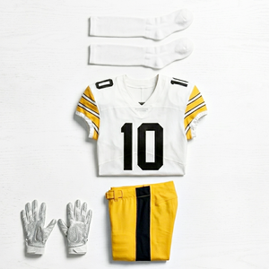 White American Football Jersey with Yellow Pant <b>Top</b> Trending American Football Uniform Set High Quality at Factory Sale Rate - Product Image 4