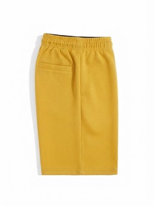 Pantalones Cortos de Algodón Amarillo para Hombre Relevo, Diseño de Parches, Cintura Alta Elástica, Casuales, Transpirables, con Logotipo Frontal Bordado en 3D - Product Image 6