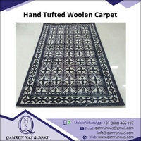 Tapis en laine fait main de luxe moderne style bohème, noir et gris, tufté à la main, antidérapant, adapté aux animaux domestiques, rectangulaire, 1 pièce, pour salon et couloir