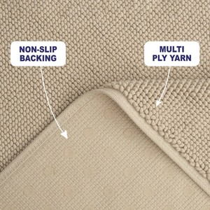 Modern Beige Cotton Bath <b>Mat</b> Rectangle Non-Slip Rubber Backing Flat Weave Home Use Thin 0.2-0.4 in - Product Image 3