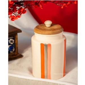 Best Quality Handcrafted Ceramic <b>Jar</b> with Glazed Finish Cover Decorative Design <b>for</b> <b>Kitchen</b> <b>Storage</b> Home Decor Display Sale - Product Image 2