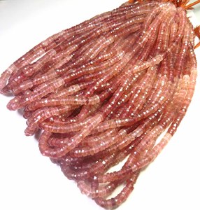 Cuentas de Cuarzo Fresa Natural de Alta Calidad, Forma Heishi, 16 Pulgadas, 6.5mm, Disco Plano Facetado, DIY, Sudáfrica - Product Image 4