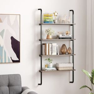 4-Tier Industrial Pipe Shelving Metal Frame Wall <b>Shelves</b> <b>for</b> Living Room or <b>Kitchen</b> - Product Image 3