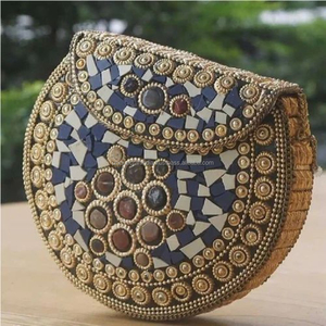 Bolso de Mano Tipo Clutch de Resina Hecho a Mano, Ecológico, con Mosaico de Piedras Coloridas y Cadena, para Mujer, Ideal para Fiestas - Product Image 4