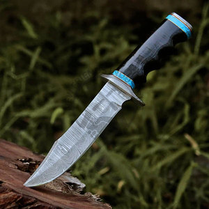 มีดล่าสัตว์ทำมือจากเหล็กดามัสกัส รุ่นใหม่ล่าสุด สำหรับการเอาชีวิตรอดกลางแจ้ง ใบมีด 7 นิ้ว ใช้งานได้ทั้งมือซ้ายและขวา - Product Image 1