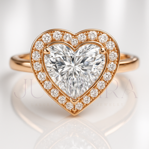 Proposal Heart Cut Moissanite Diamond Ring 2.70 TC Vintage Halo 14k White Gold Cathedral Band Pave Bridge Engagement Ring - Product Image 1
