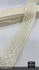 Dentelle florale brodée avec motifs floraux et feuillage, largeur 3 cm, rouleau de 9 mètres pour vêtements ethniques, sacs, chaussures et textiles de maison - Product Image 2