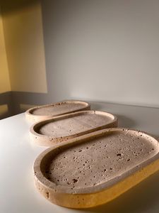 Handmade Natural Travertine Marble <b>Tray</b> For Serving Food <b>Snacks</b> Drinks With Strong Durable Stone And Elegant Home Style Design - Product Image 4
