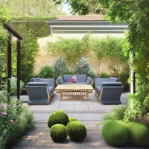 Juego de Sofás de Madera Ecológicos Modernos de Primera Calidad, Impermeables, con Cojines Tapizados para Sala de Estar y Uso en Exteriores - Product Image 6