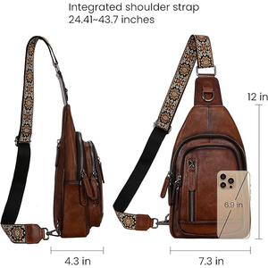 Leather Crossbody Bag Saddle Style Vegetable Tanned Full Grain Cowhide Flap Closure Brass Hardware - Product Image 5