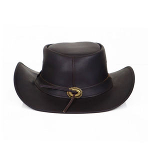 Best Selling Genuine Leather Pull on Closure <b>Western</b> Leather <b>Hats</b> Vintage Leather Cowboy <b>Hats</b> - Product Image 1