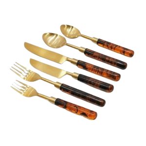 Ensemble de couverts modernes minimalistes en or rose, en acier inoxydable plaqué, pour la cuisine, couteau, fourchette, cuillère, pour restaurant, mariage - Product Image 5